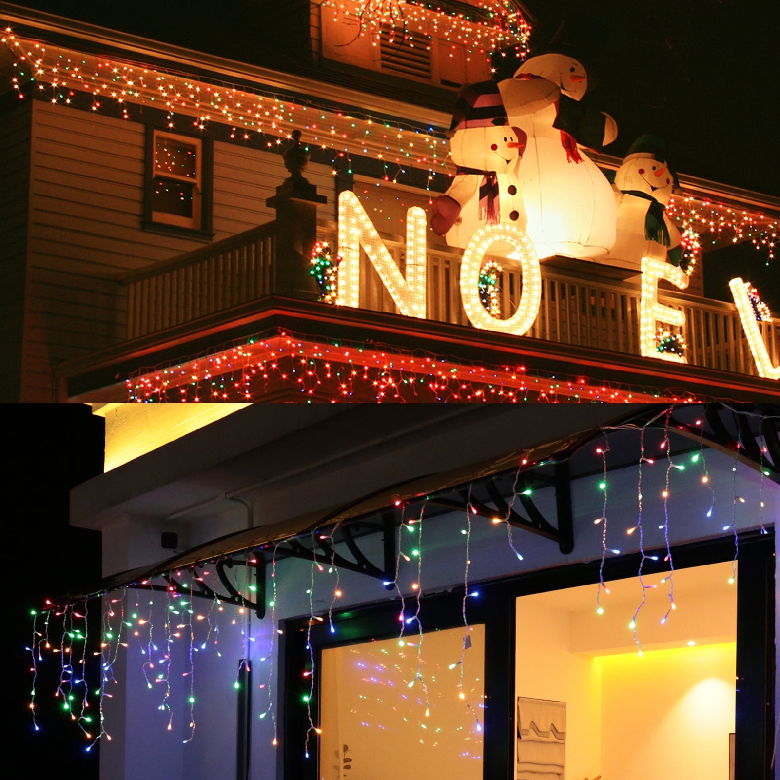 33FT 400 LED Multicolor Christmas Icicle Lights - 8 Modes Twinkle String Lights for Roof & Patio Decor