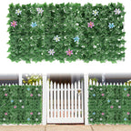 12.5inch x 16.5inch Artificial Ivy Fence with Flowers - Faux Vine Privacy Screen for Apartment Balcony & Backyard