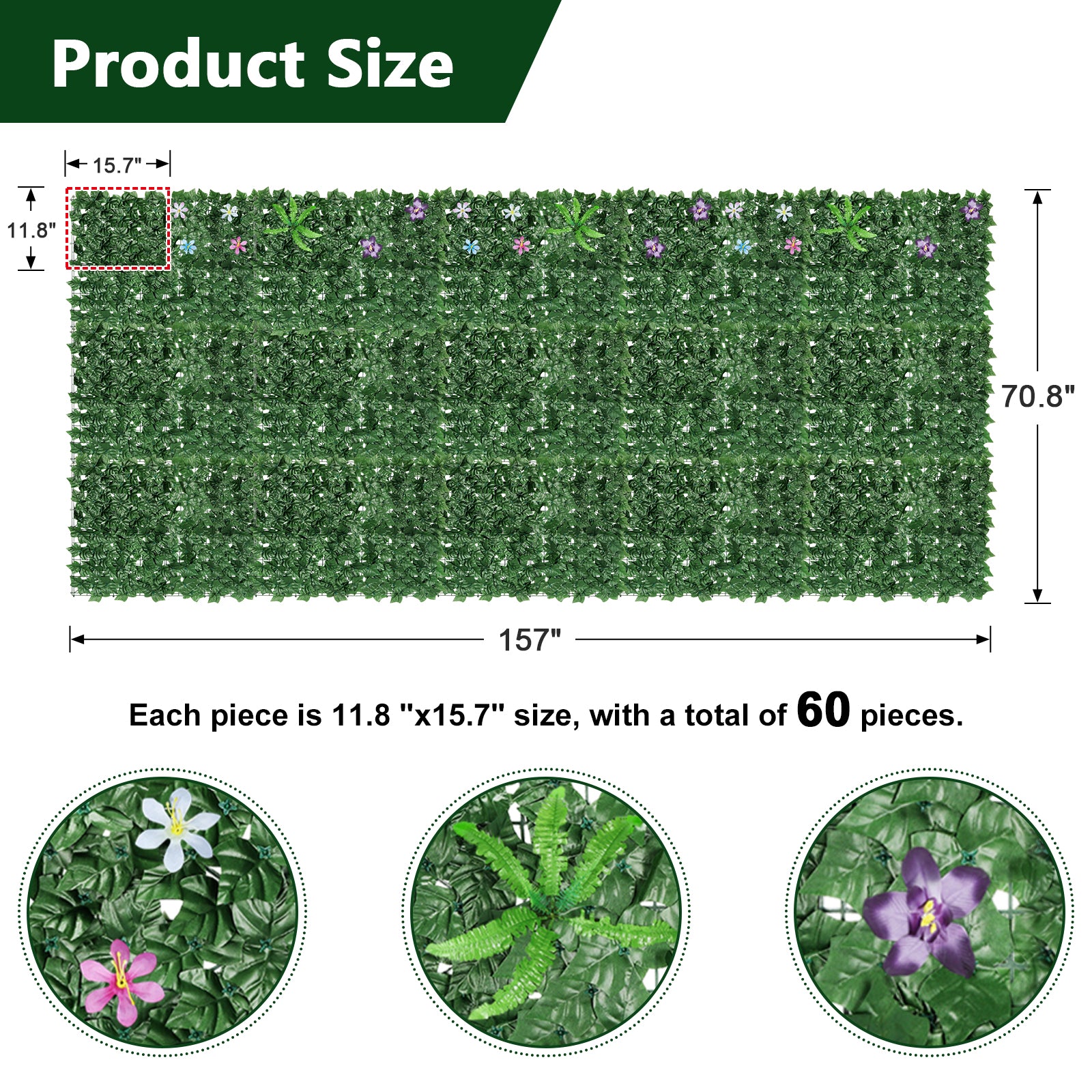 24-Pack Artificial Ivy Privacy Fence Panels (91inch x 46inch) - Faux Leaf Hedges for Outdoor Landscaping