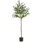 5FT Artificial Olive Tree with Natural Wood Trunk - Realistic Faux Plant with Fruits for Bedroom & Home