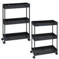 2-Pack 3-Tier Slim Storage Cart on Wheels - Mobile Rolling Utility Rack for Kitchen, Bathroom & Laundry