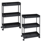 2-Pack 3-Tier Slim Storage Cart on Wheels - Mobile Rolling Utility Rack for Kitchen, Bathroom & Laundry