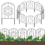 10-Panel Christmas Pattern Garden Fence - 10.4FT Metal Landscape Border with Festive Silhouettes