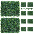 10-Pack 16inch x 12inch Artificial Grass Wall Panels - PE Boxwood Hedge Backdrop for Fence & Garden