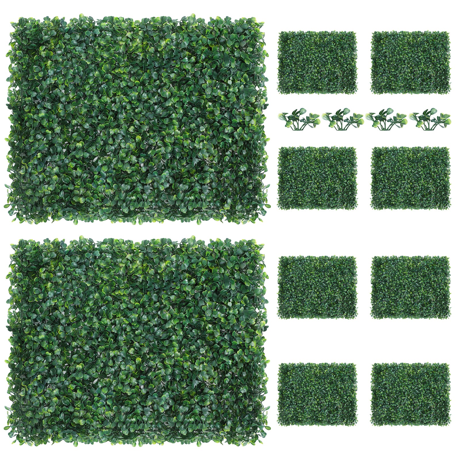 10-Pack 16inch x 12inch Artificial Grass Wall Panels - PE Boxwood Hedge Backdrop for Fence & Garden