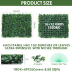 10-Pack 16inch x 12inch Artificial Grass Wall Panels - PE Boxwood Hedge Backdrop for Fence & Garden