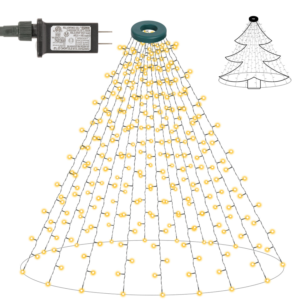 6.6FT Christmas Tree Lights with 400 LED Warm White - 16 Lines Waterfall String Lights for Holiday Decor