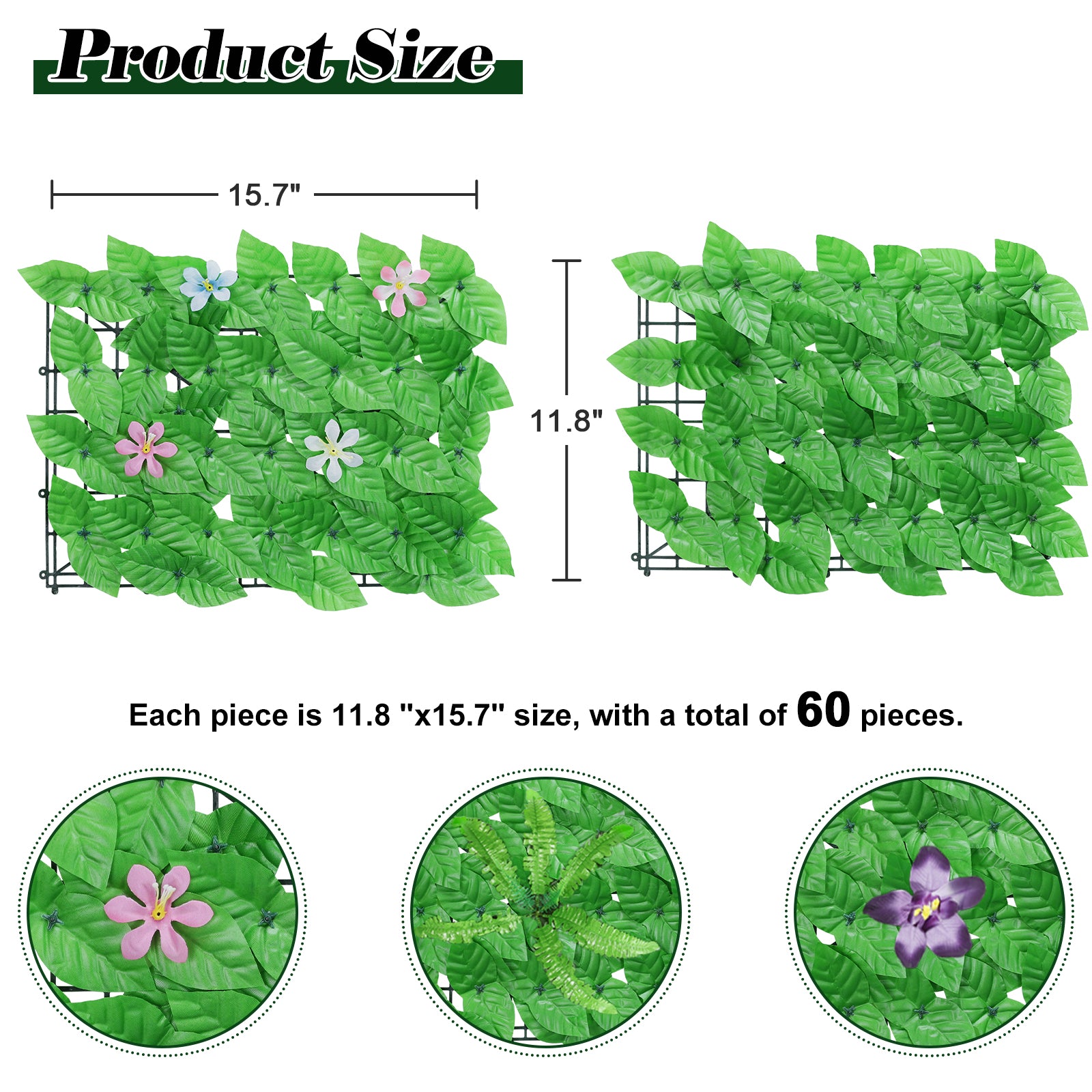 24-Pack 15inch x 11inch Artificial Grass Wall Panels - UV Protected Backdrop Greenery for Balcony & Patio