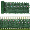 Artificial Ivy Privacy Fence with Flowers (126inch x 35.4inch) - Faux Vine Grass Wall for Garden & Patio