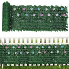 Artificial Ivy Privacy Fence with Flowers (126inch x 35.4inch) - Faux Vine Grass Wall for Garden & Patio