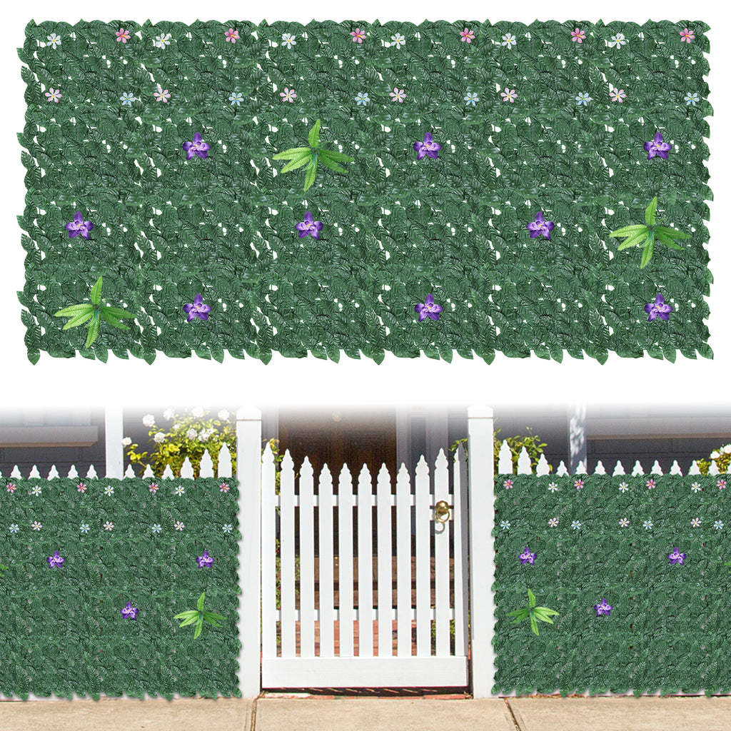 91inch x 46inch Artificial Evergreen Ivy Privacy Fence - Faux Vine Panel for Wall Decor & Backyard Privacy