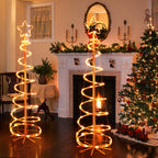 2-Pack Spiral Christmas Tree Lights with Star Topper - Collapsible LED Cone Trees for Indoor/Outdoor