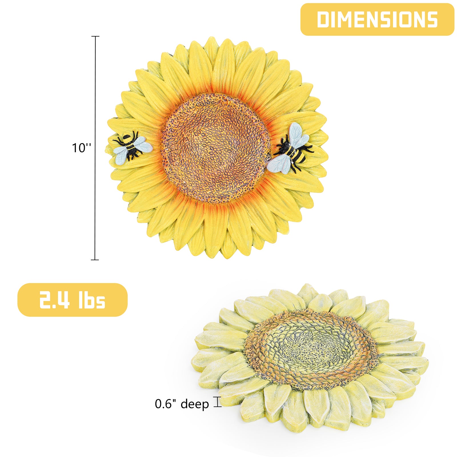 2 Pack Sunflower Garden Stepping Stone Set - 10-Inch Decorative Pavers for Walkways & Outdoors