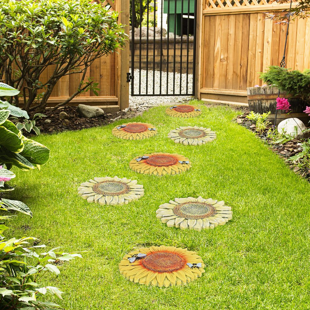 2 Pack Sunflower Garden Stepping Stone Set - 10-Inch Decorative Pavers for Walkways & Outdoors