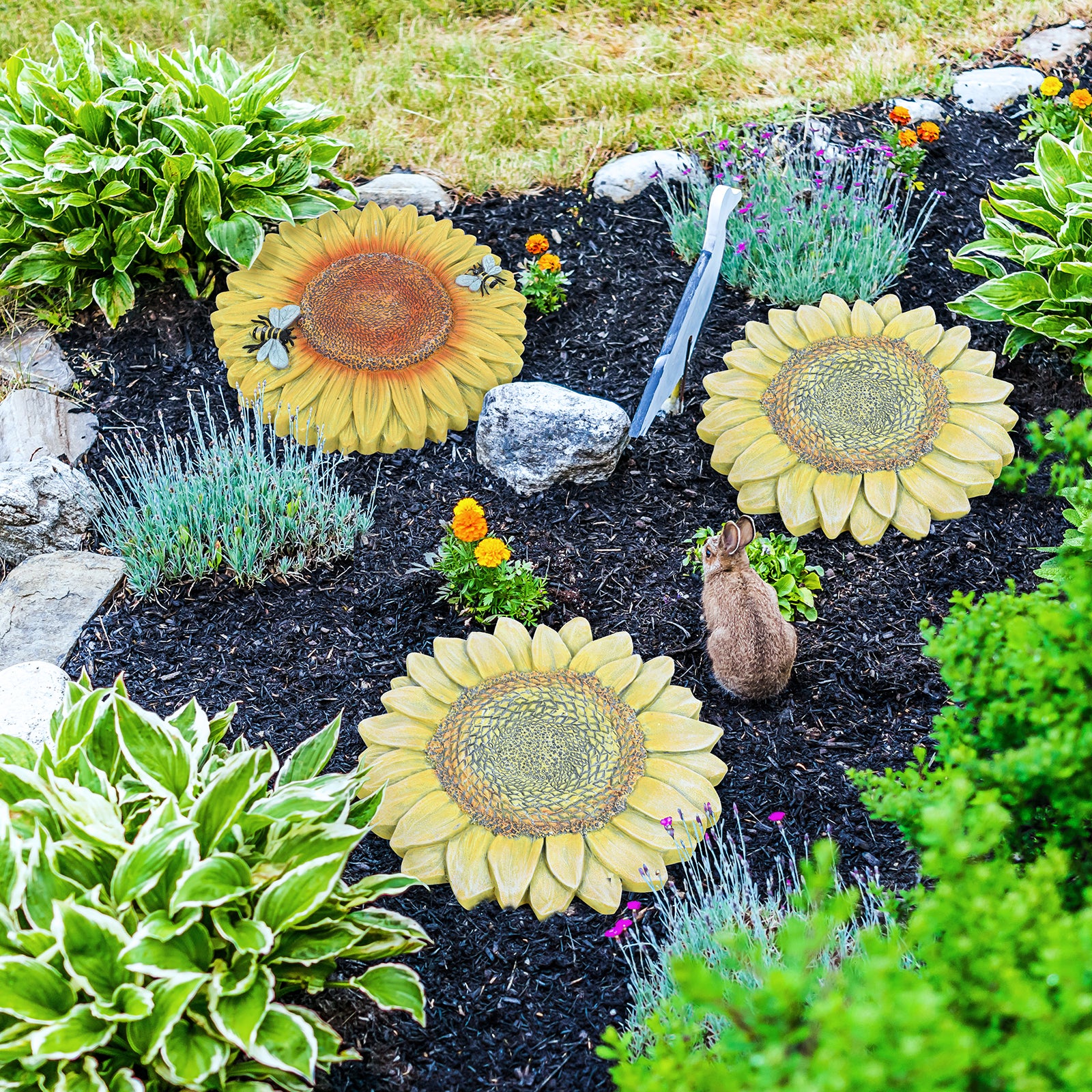 2 Pack Sunflower Garden Stepping Stone Set - 10-Inch Decorative Pavers for Walkways & Outdoors