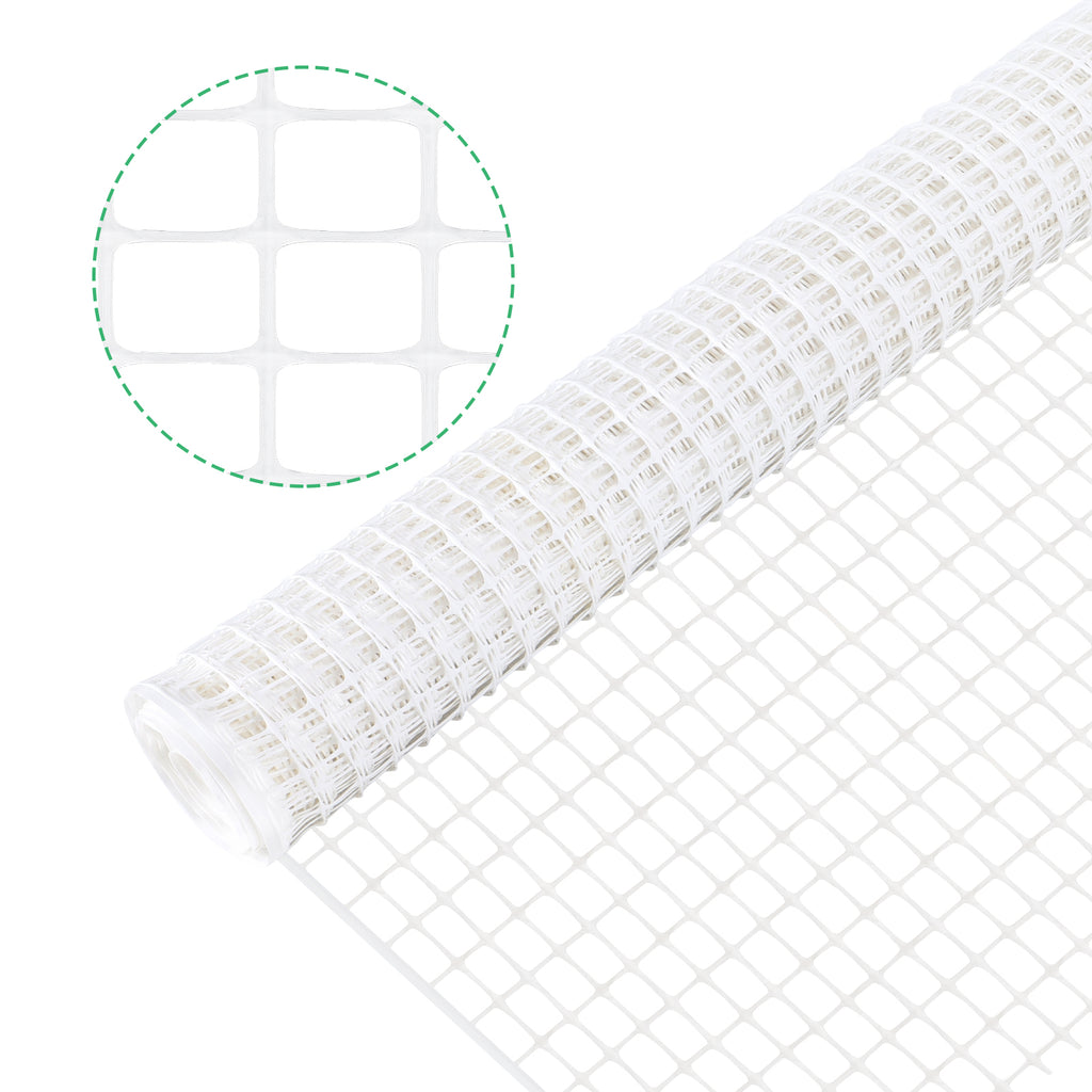 4'x50' White Plastic Safety Mesh Fencing - Heavy Duty Temporary Fence for Construction & Garden Barrier