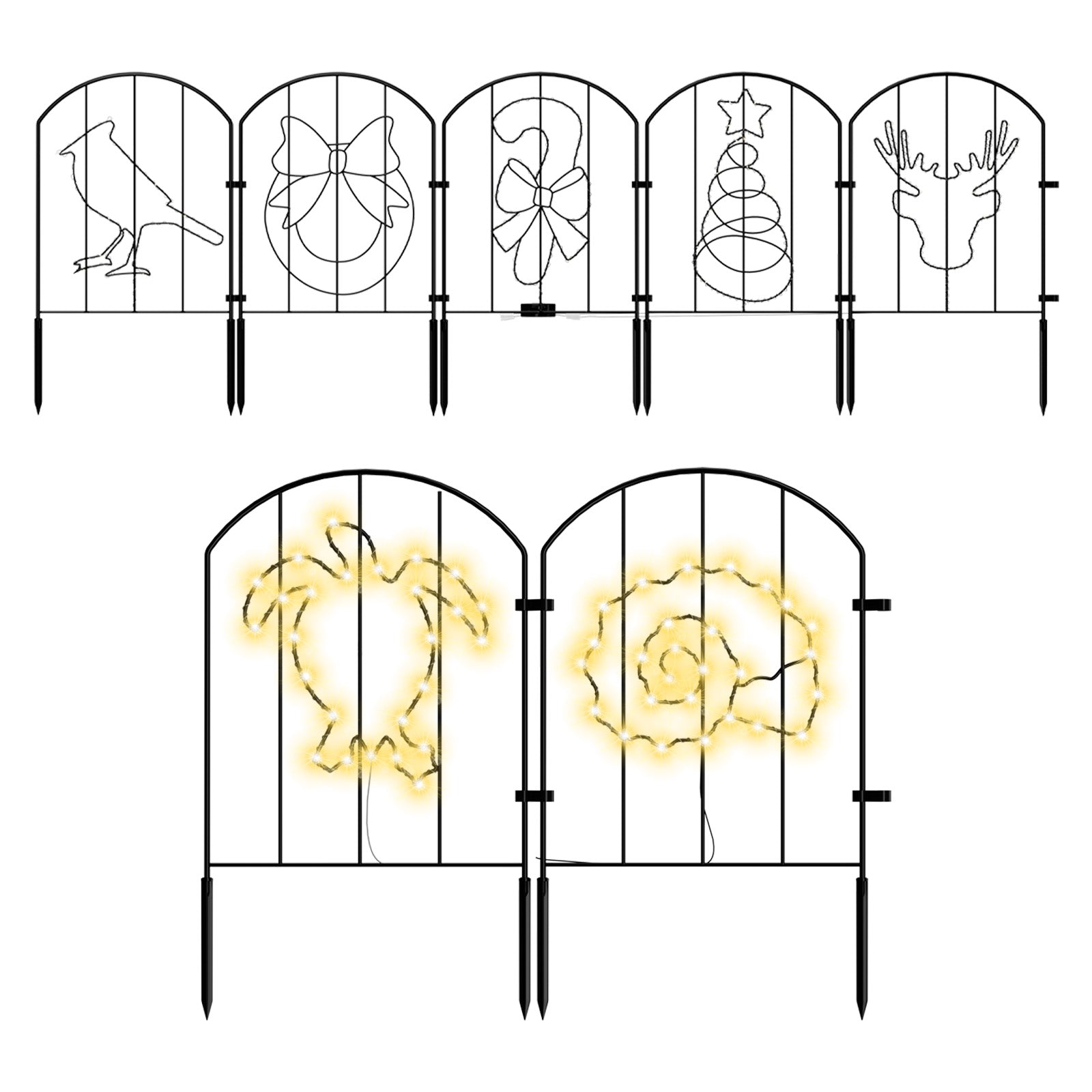 10-Panel Arched Decorative Garden Fence - 10.4ft Rustproof Metal Wire Border for Dogs & Landscapes