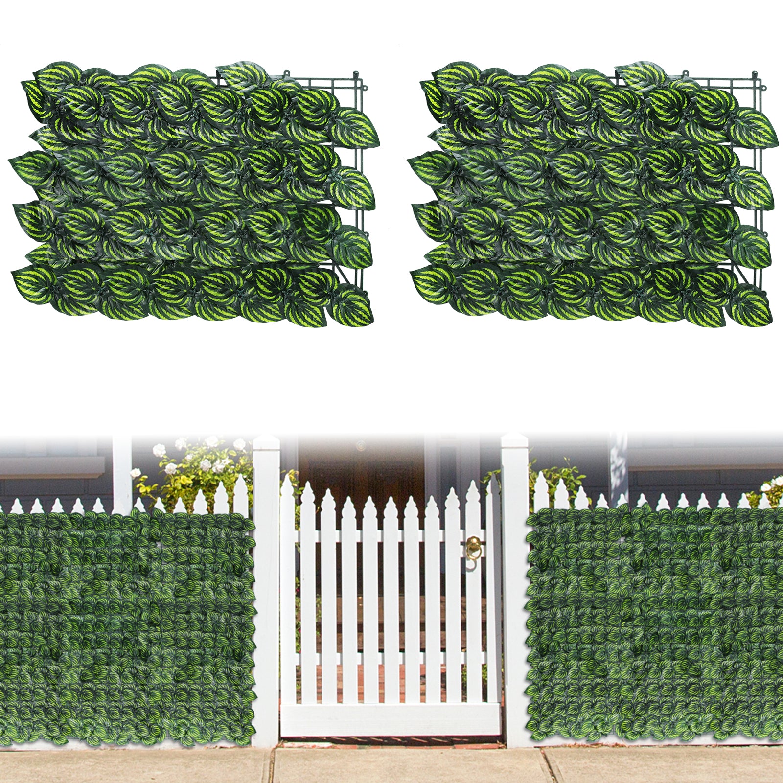 24-Pack Artificial Green Wall Panels - 15inchx11inch Expandable Privacy Fence for Balcony & Indoor Decor