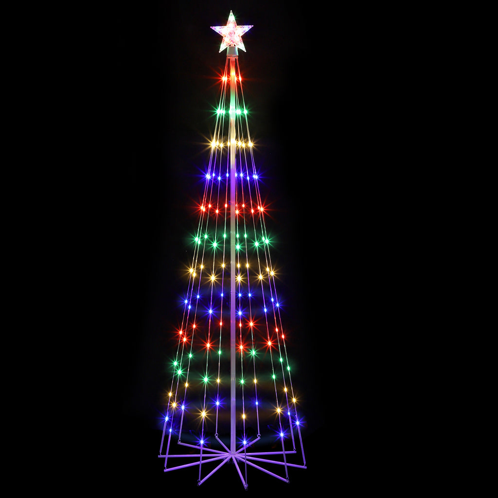 6' Animated LED Outdoor Christmas Tree - Multicolor Lightshow Cone Tree with Topper Star