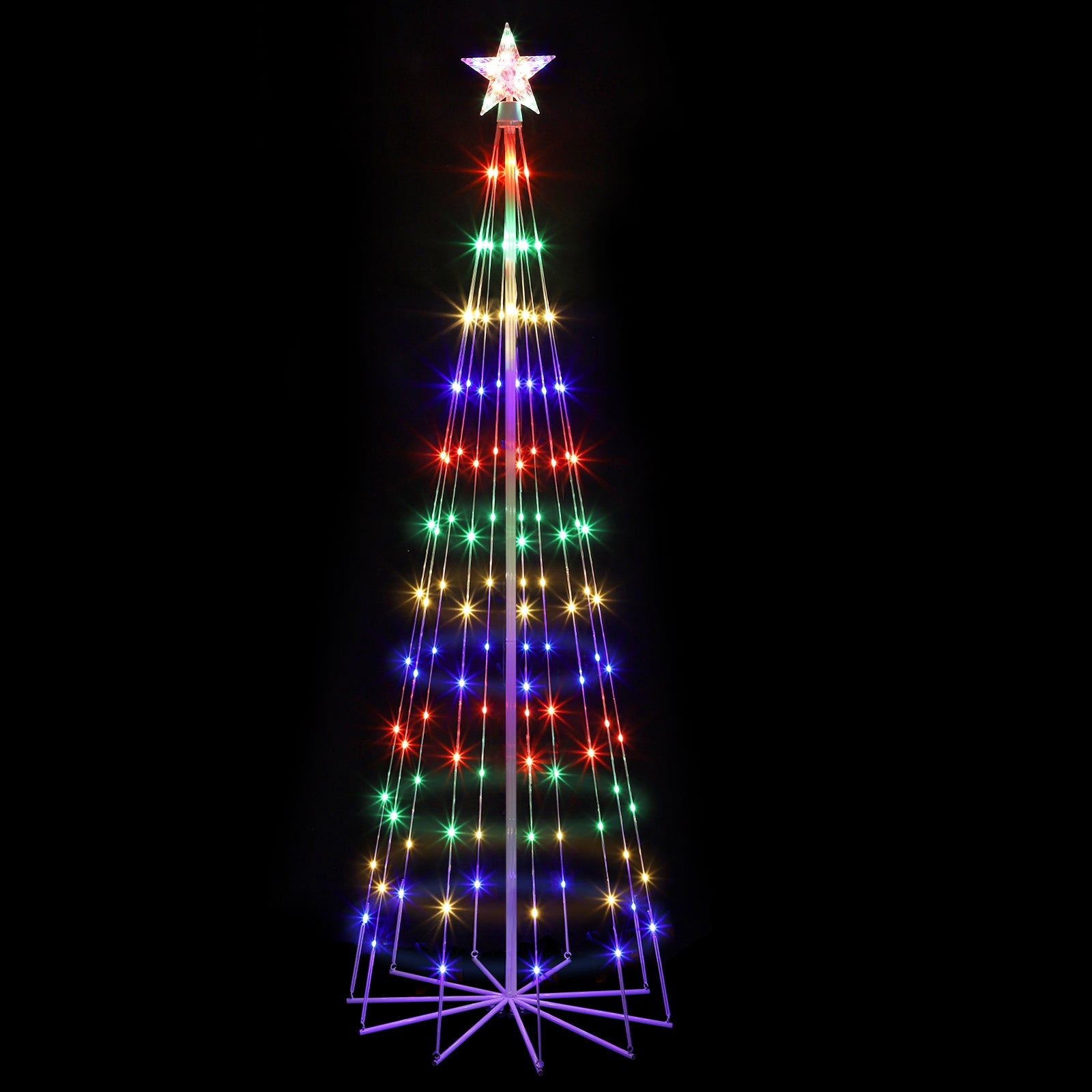 6' Animated LED Outdoor Christmas Tree - Multicolor Lightshow Cone Tree with Topper Star