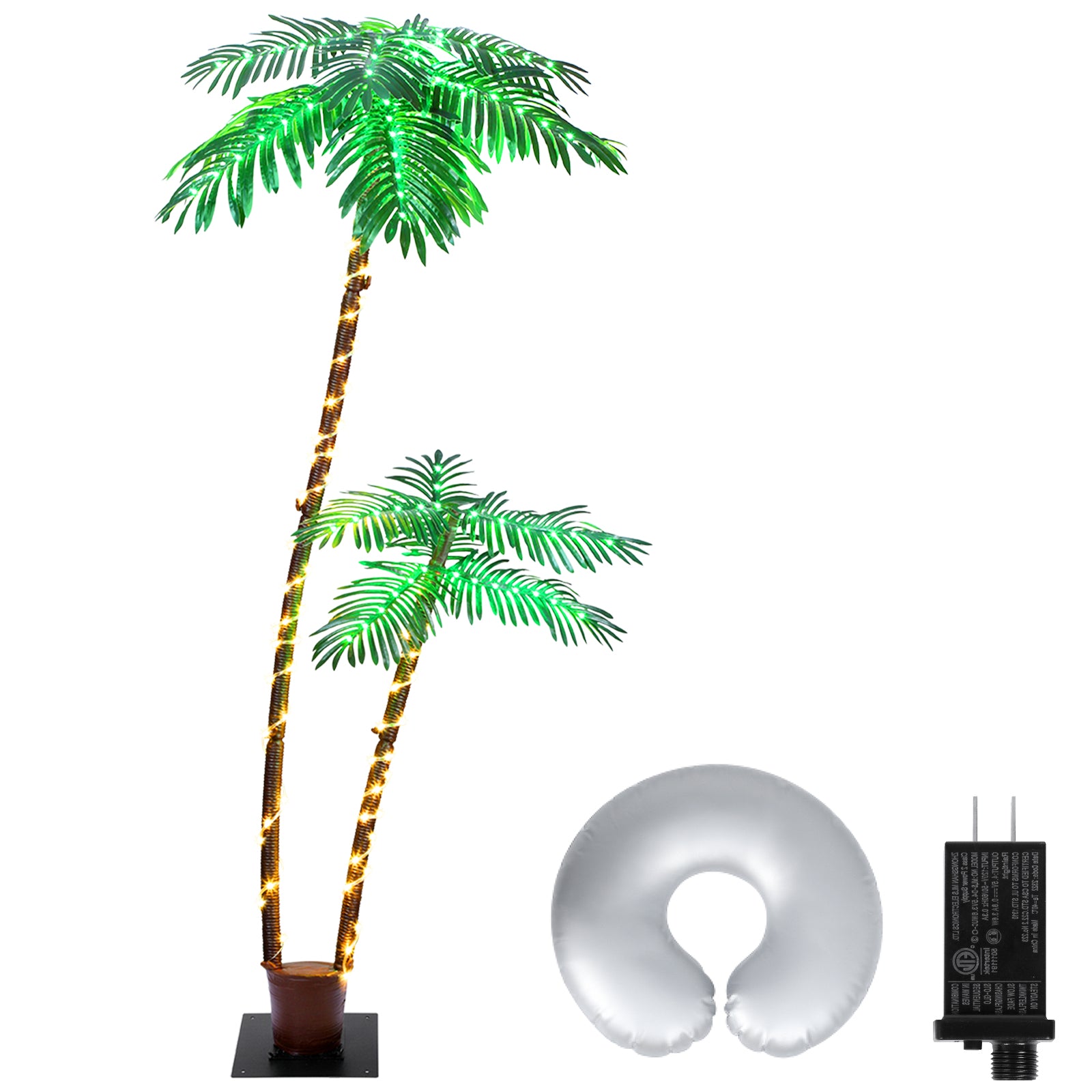 6FT Lighted Artificial Palm Tree - Tropical Light Up Tree with Warm White LEDs