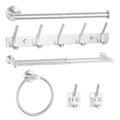 6-Piece Silver Bathroom Accessories Set - Adjustable Towel Bar, Toilet Paper Holder & Robe Hooks