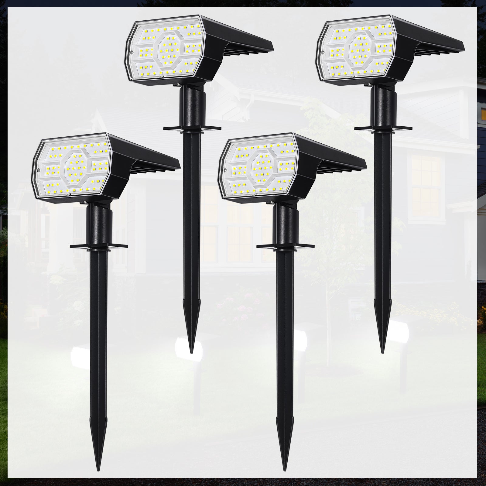 4-Pack Solar Landscape Spotlights - 56 LED Outdoor Lights with 3 Modes for Garden & Path