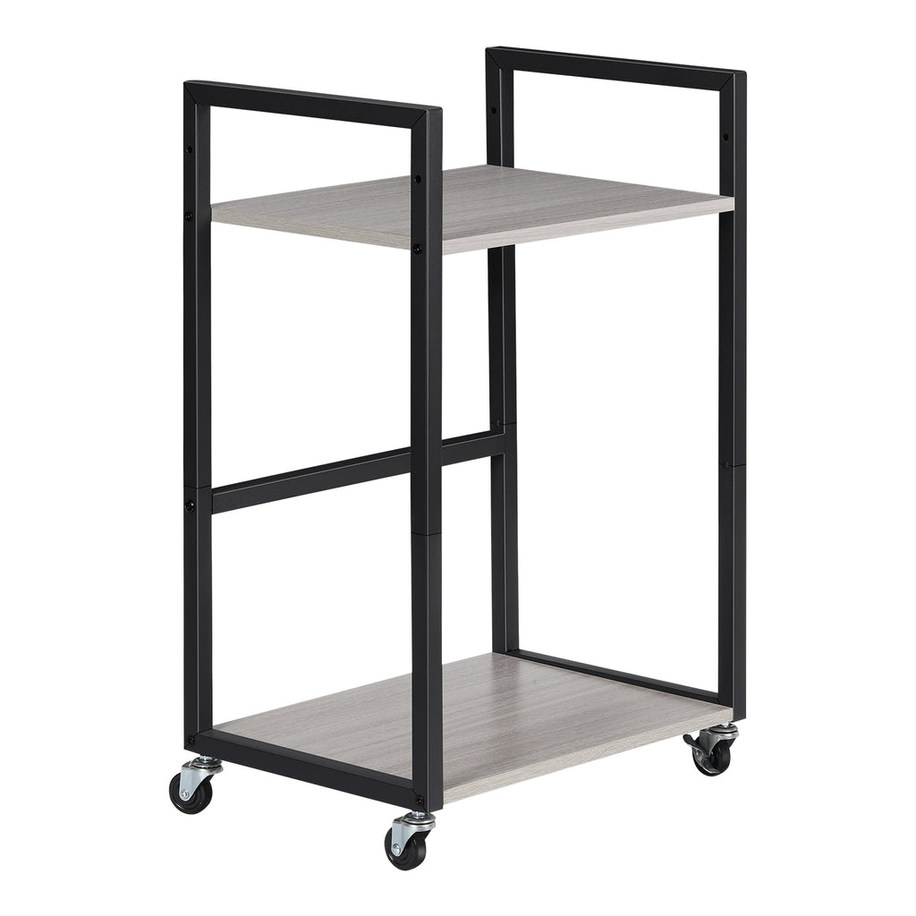2-Tier Mobile Computer Tower Stand - Grey CPU Holder with Rolling Wheels for Home Office