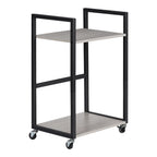 2-Tier Mobile Computer Tower Stand - Grey CPU Holder with Rolling Wheels for Home Office