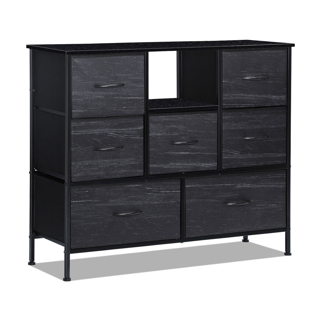 Dresser TV Stand for up to 55inch TV - Black Entertainment Center with Fabric Storage Drawers