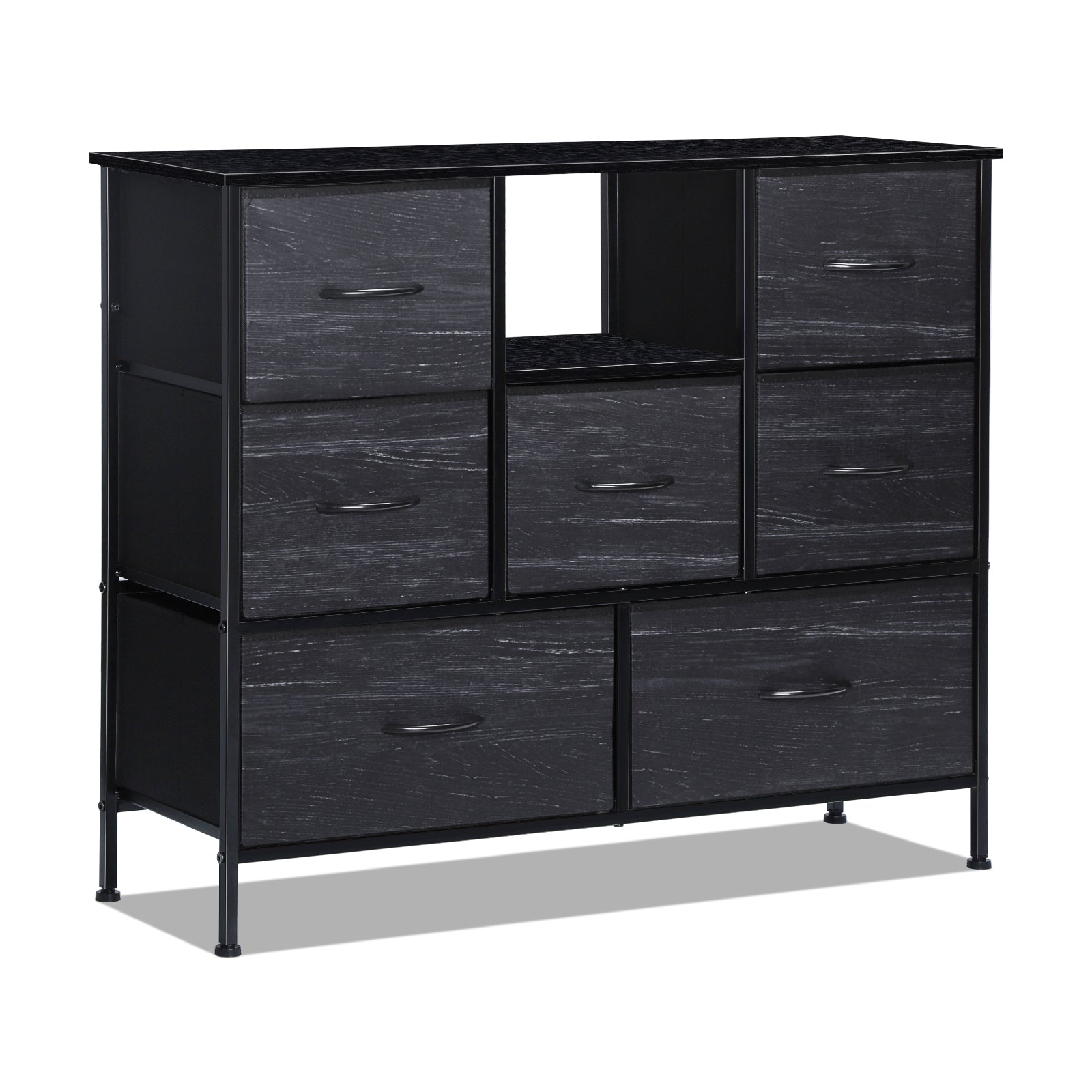 Dresser TV Stand for up to 55inch TV - Black Entertainment Center with Fabric Storage Drawers