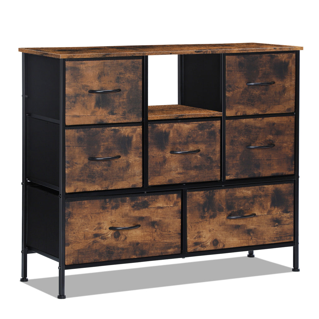 Dresser TV Stand for up to 55inch TV - Black Entertainment Center with Fabric Storage Drawers