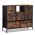 Dresser TV Stand for up to 55inch TV - Black Entertainment Center with Fabric Storage Drawers