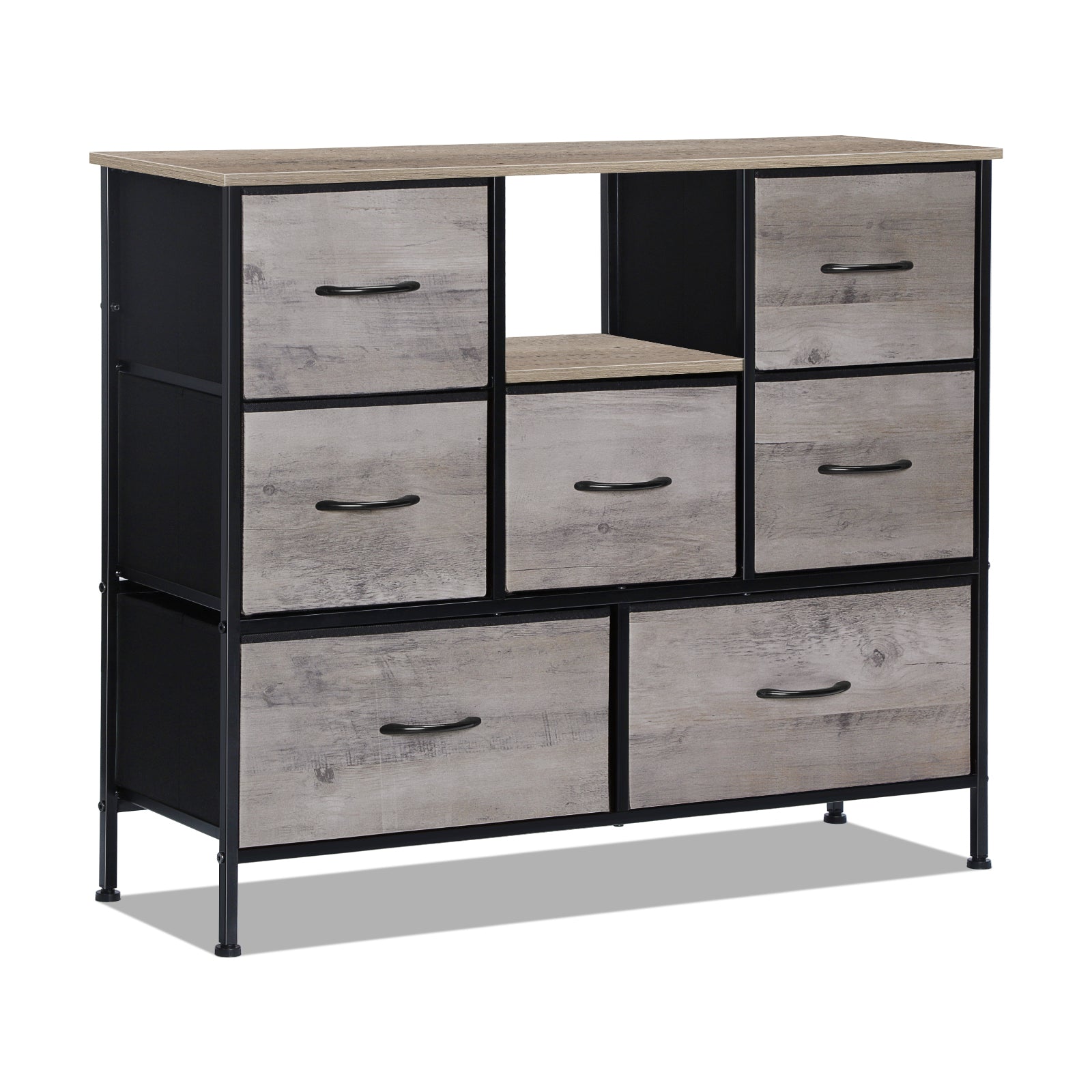 Dresser TV Stand for up to 55inch TV - Black Entertainment Center with Fabric Storage Drawers