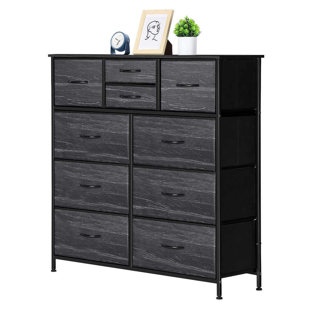 10-Drawer Fabric Storage Dresser - Large Chest of Drawers with Wood Top for Nursery & Entryway