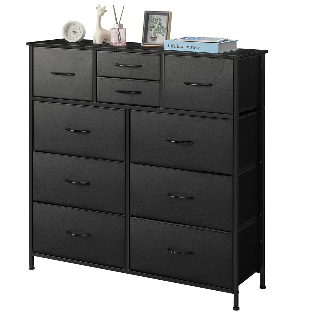 10-Drawer Fabric Storage Dresser - Large Chest of Drawers with Wood Top for Nursery & Entryway