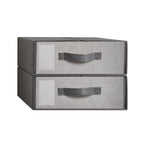 2-Pack Bed Sheet Storage Organizers - Grey Linen Closet Box with Label Pocket & Zipper