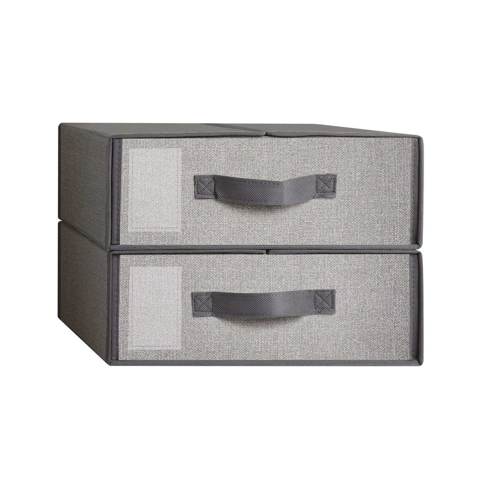 2-Pack Bed Sheet Storage Organizers - Grey Linen Closet Box with Label Pocket & Zipper