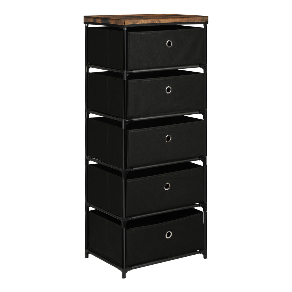 Tall 5-Drawer Fabric Storage Tower - Slim Dresser for Narrow Spaces in Hallways & Bedroom