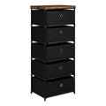 Tall 5-Drawer Fabric Storage Tower - Slim Dresser for Narrow Spaces in Hallways & Bedroom