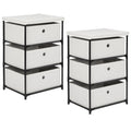 2-Pack Small White Fabric Dressers - Matching 3-Drawer Storage Units for Bedroom & Nursery