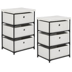2-Pack Small White Fabric Dressers - Matching 3-Drawer Storage Units for Bedroom & Nursery