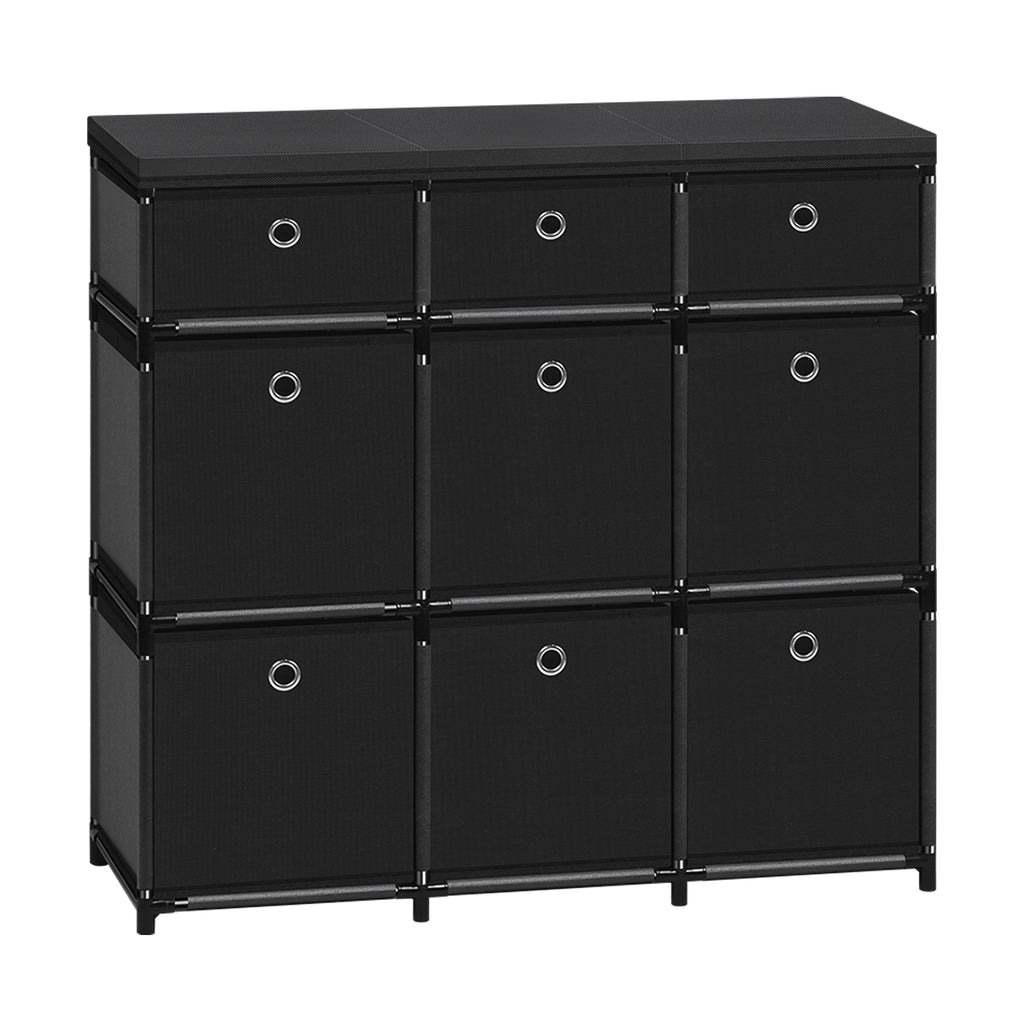 9-Cube Storage Organizer Dresser - Black Fabric Drawer Unit for Clothes & Dorm Room