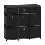 9-Cube Storage Organizer Dresser - Black Fabric Drawer Unit for Clothes & Dorm Room