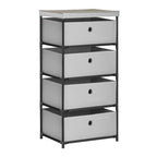 4-Drawer Light Grey Fabric Dresser - Storage Tower for Bedroom, Closets & Dorms