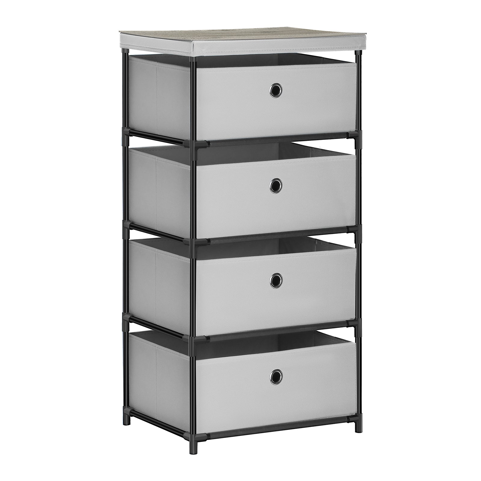 4-Drawer Light Grey Fabric Dresser - Storage Tower for Bedroom, Closets & Dorms