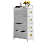 Narrow 4-Drawer White Fabric Cabinet - Slim Gaps Storage Tower for Laundry & Entryway
