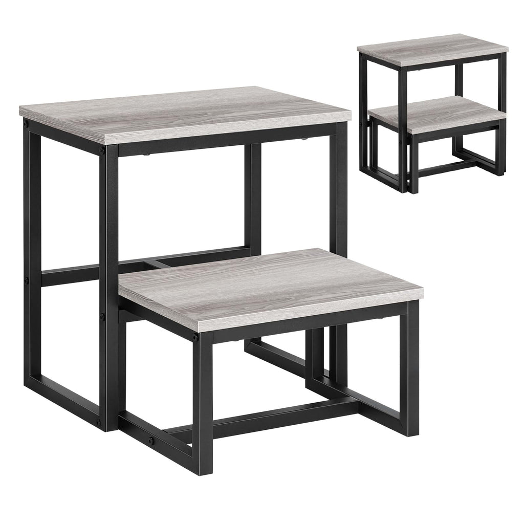 3-Step Heavy Duty Stool for Adults - 500lb Capacity Wood & Metal Foot Stool for Kitchen