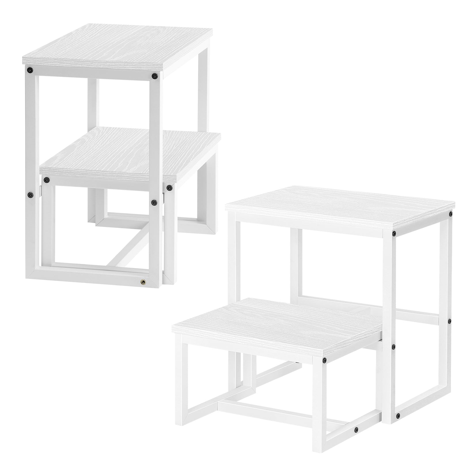 3-Step Heavy Duty Stool for Adults - 500lb Capacity Wood & Metal Foot Stool for Kitchen
