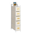 5-Tier Narrow Beige Dresser - Tall Slim Fabric Storage Cabinet for Living Room & Gaps
